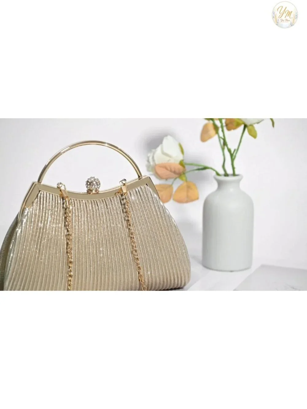 Women's Glitter Clutch Purse with Chain Strap Evening Handbag